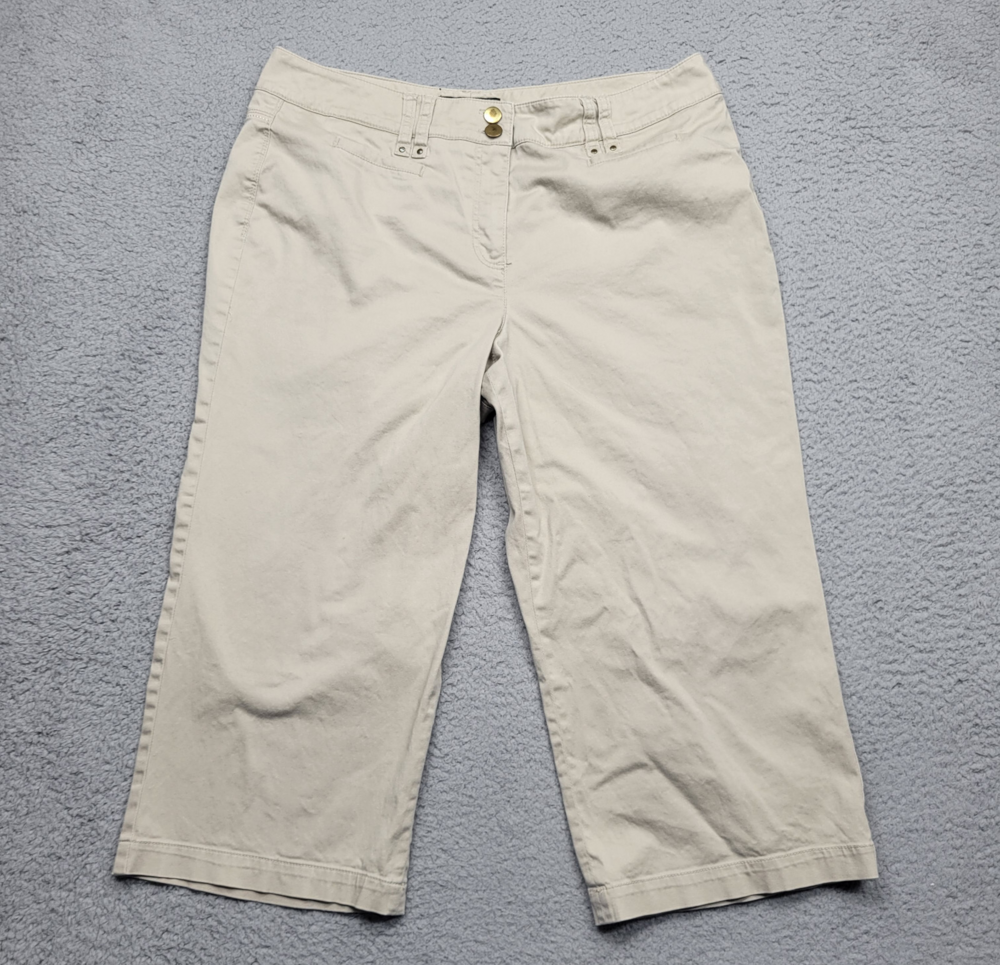Larry Levine Pants Womens ' 14 Stretch Tan Beige Chino Capri 33x19*